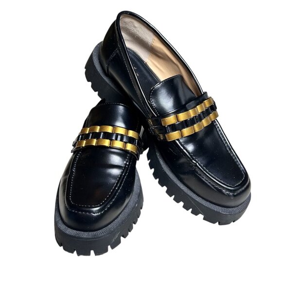 Zara Black and Gold Loafers - Picture 2 of 7